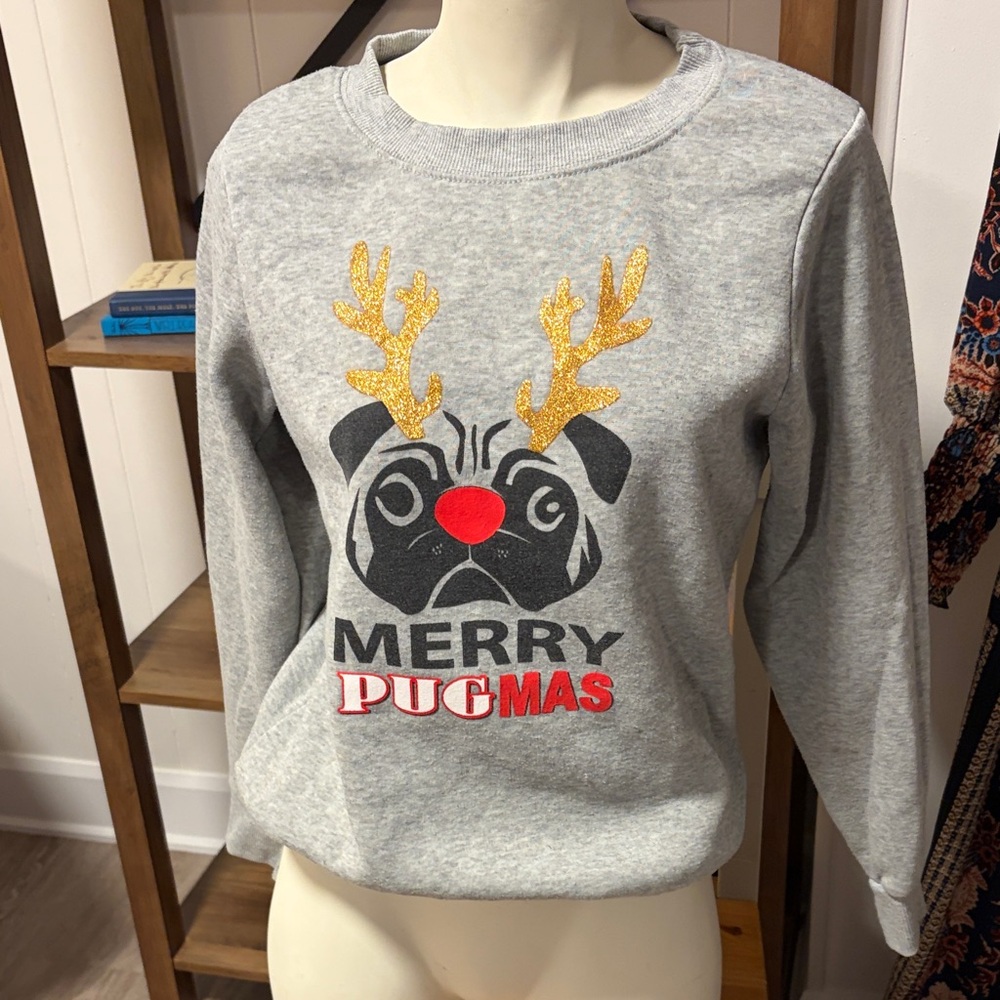 Gray Merry Pugmas Sweatshirt